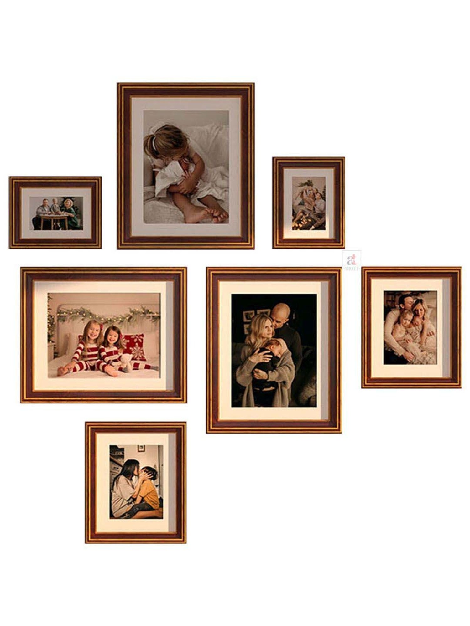 Art Street Enchantment Brown Wood Photo Frame - Set of 7