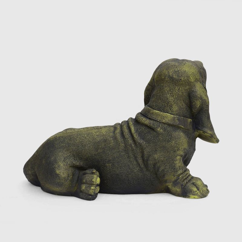 10.5" Cast Stone Abby Basset Hound Dog Garden Ornament Antique Green - Christopher Knight Home