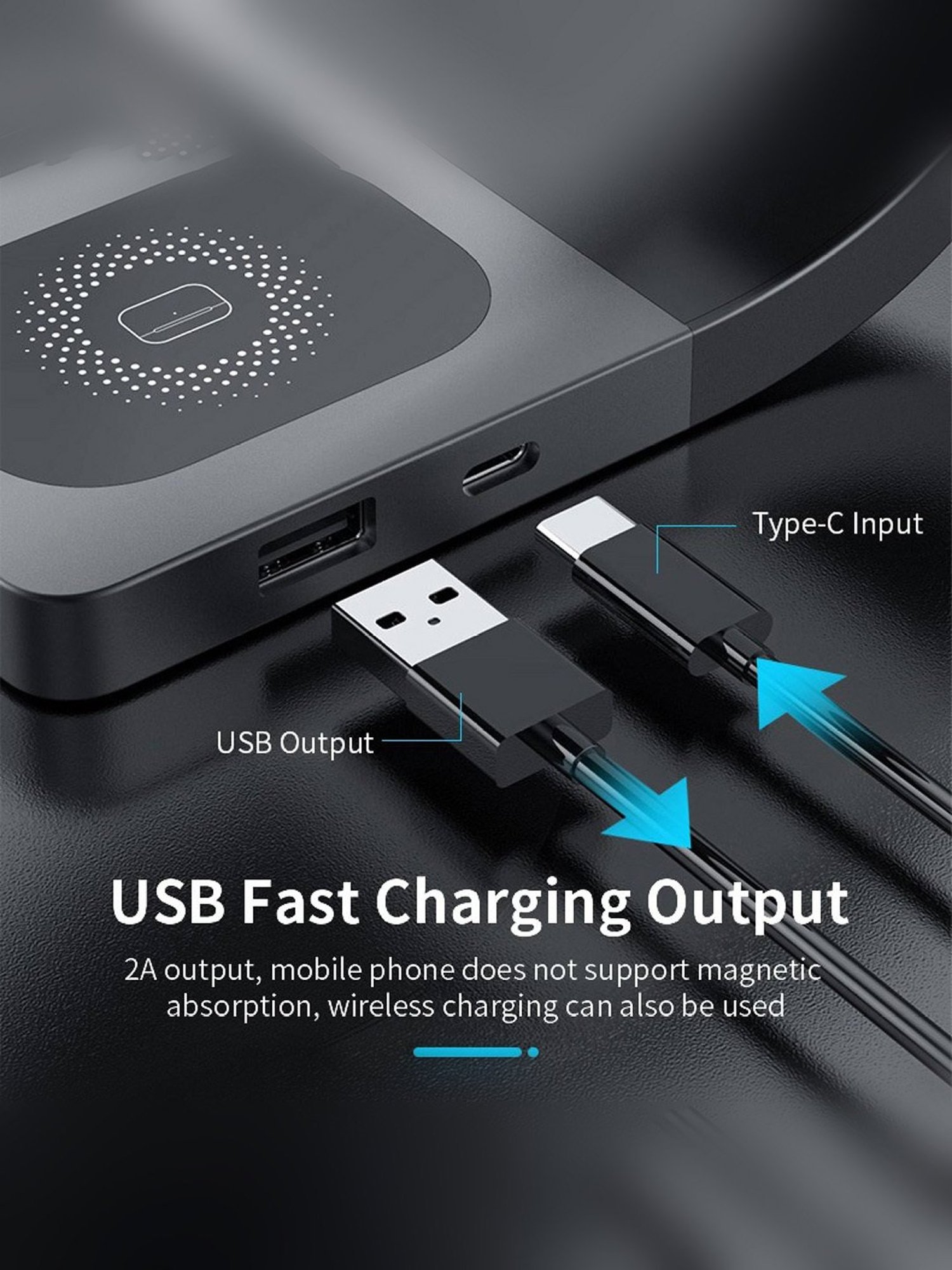 Bespro Pro Magnetic Dock 4 in 1 Fast Wireless Charger 15W - Black