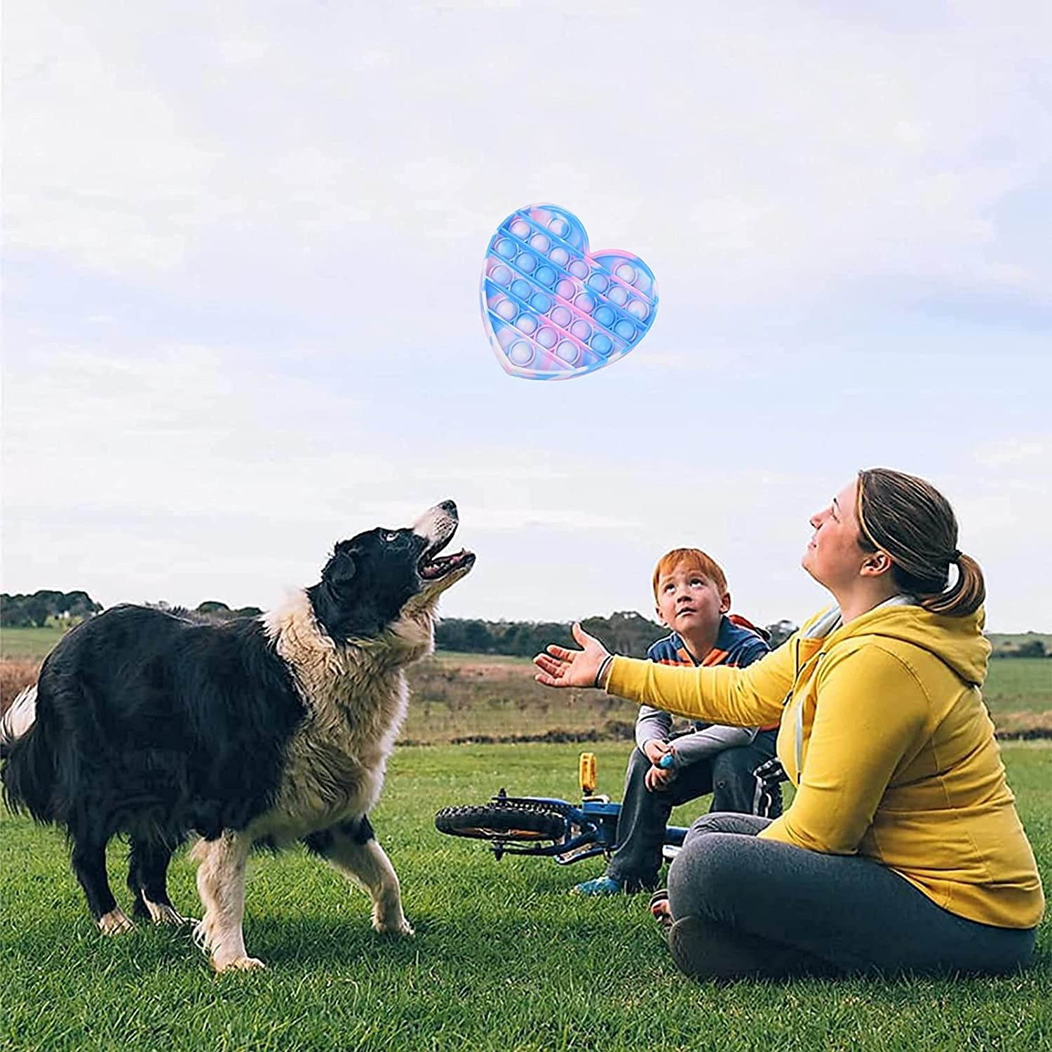 3PC Pop Bubble Fidget Sensory Toy,Stress Relief and Anti-Anxiety Toy for Kids and Adults,Autism Special Needs Stress Reliever Squeeze Silicone Toy(Blue &White &Pink )