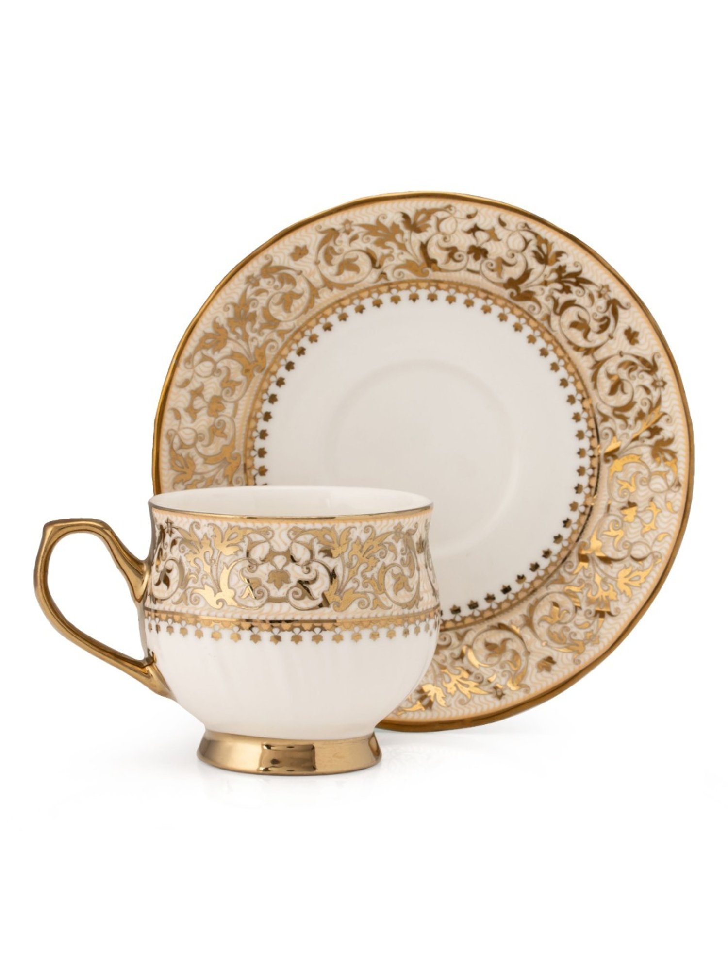 JCPL White & Red Ceramic Cup (0.18 L) - Set of 6