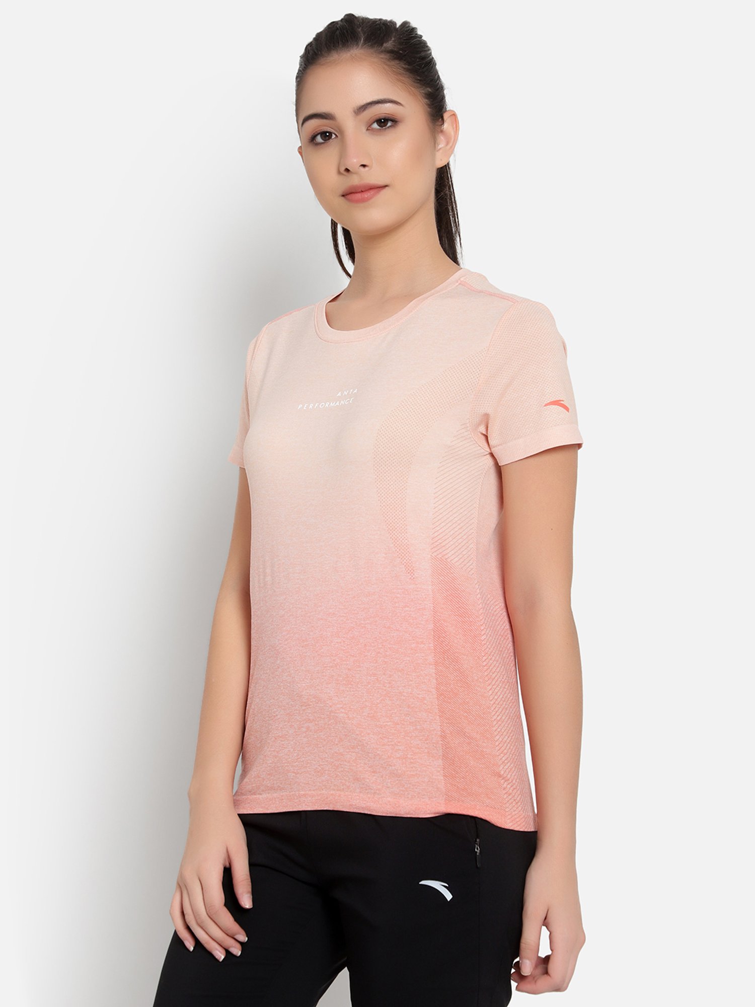 Anta Pink & Peach Printed Sports T-Shirt