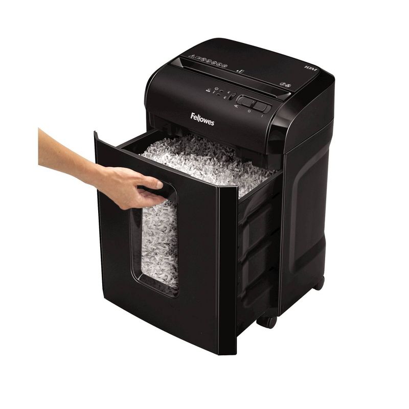 Fellowes MicroCut Shredder with Wastebasket, 10 Sheet Capacity - Black