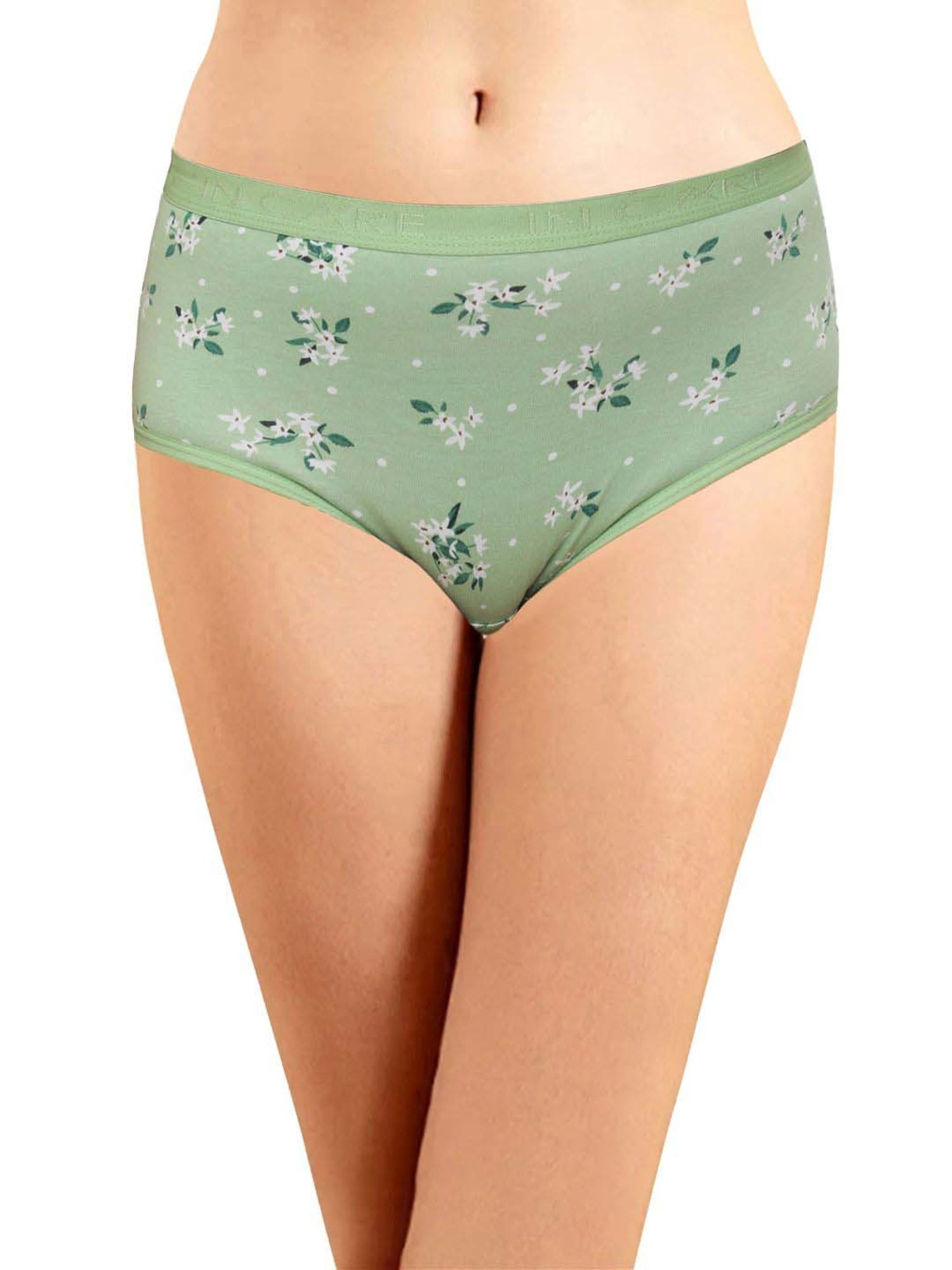 IN CARE Pink & Green Cotton Printed Hipster Panties - Pack Of 3