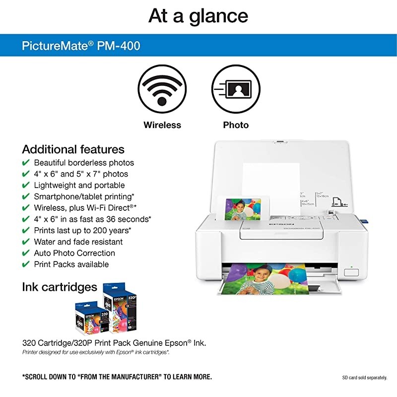 PictureMate PM-400 Wireless Compact Color Photo Printer