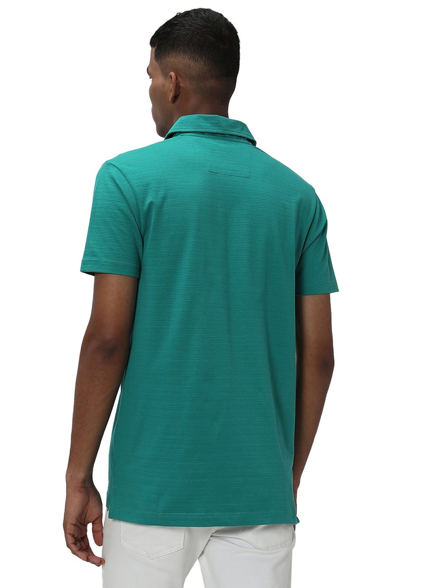Mufti Green Slim Fit Textured Polo T-Shirt