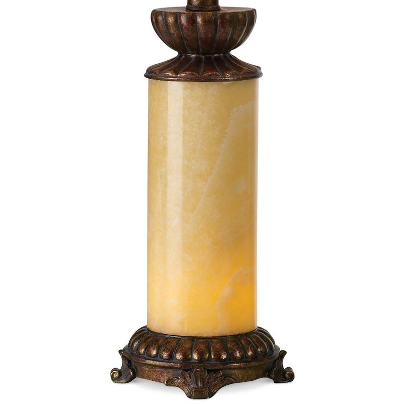 Barnes and Ivy Asian Table Lamps Set of 2 Natural Onyx Stone Off White Bell Shade for Living Room Family Bedroom Nightstand