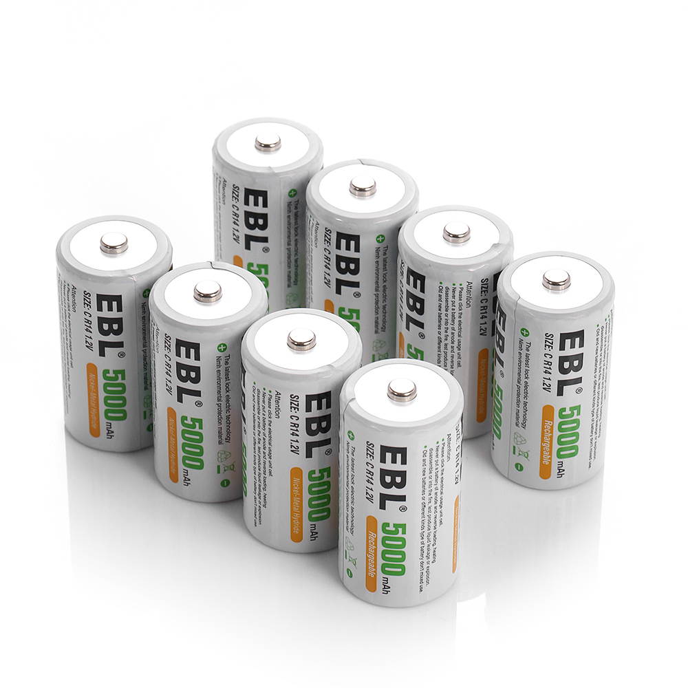 EBL 16 Pack C Size 1.2V 5000mAh Ni-MH Rechargeable Batteries C  Battery