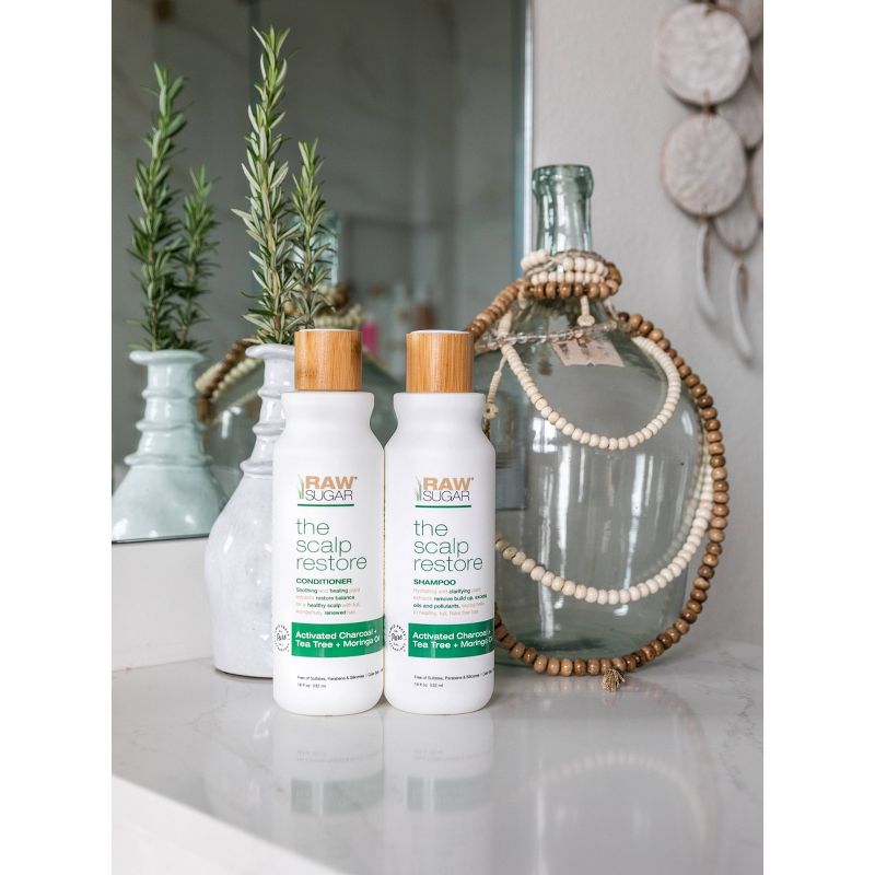 Raw Sugar Conditioner Scalp Restore Activated Charcoal + Tea Tree + Moringa Oil - 18 fl oz