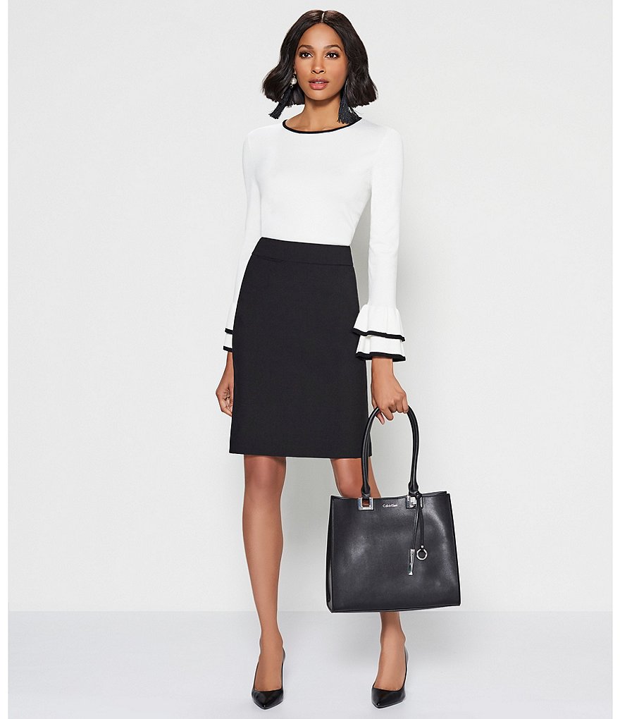 Calvin Klein High Rise Luxe Stretch Pencil Skirt