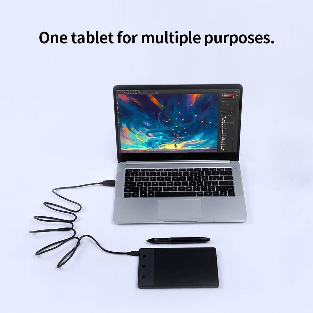 H420 Professional Graphics Drawing Tablet with 3 Shortcut Keys 2048 Levels Pressure Sensitivity 4000LPI Pen Resolution