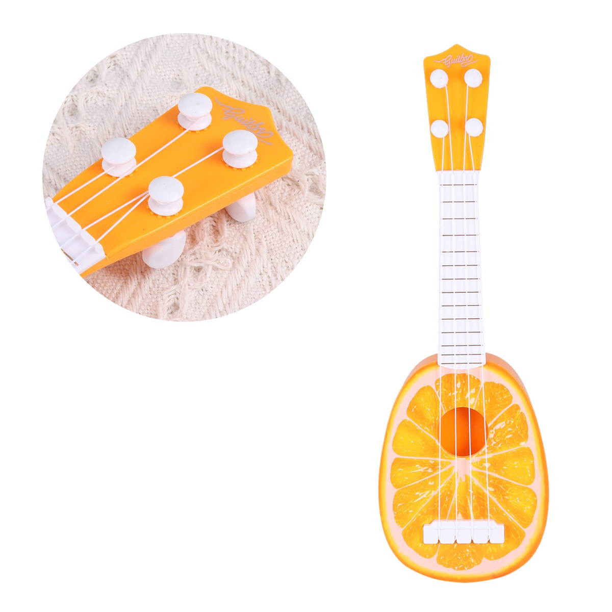 Kiwi Fruit Shape Ukulele Mini Musical Guitar Instrument Toy Childrens Educational Game Toys - Size L (Green)