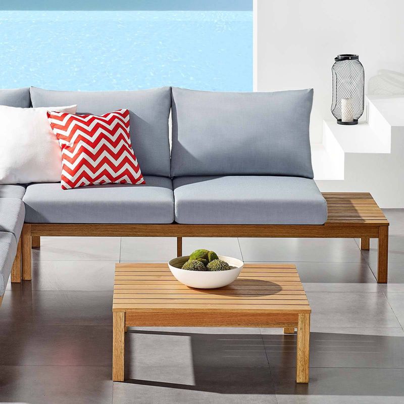 Freeport Karri Wood Outdoor Patio Loveseat with Left-Facing Side End Table - Blue - Modway