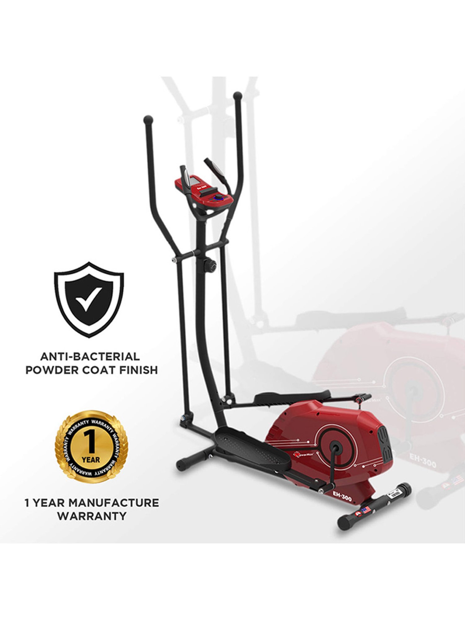 PowerMax Fitness EH-300 Elliptical Trainer (Red)