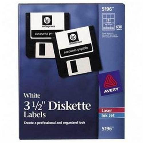 Avery Diskette Labels, Permanent Adhesive, 2-3/4" x 2-3/4 , 630 Labels (5196)