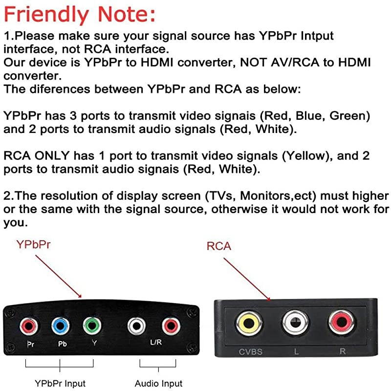 to HDMI Converter, Component to HDMI, RGB to HDMI Converter Supports 4K Video Audio Converter Adapter HDMI V1.4 for DVD PSP Xbox 360 PS2 Nintendo to HDTV Monitor and Projector