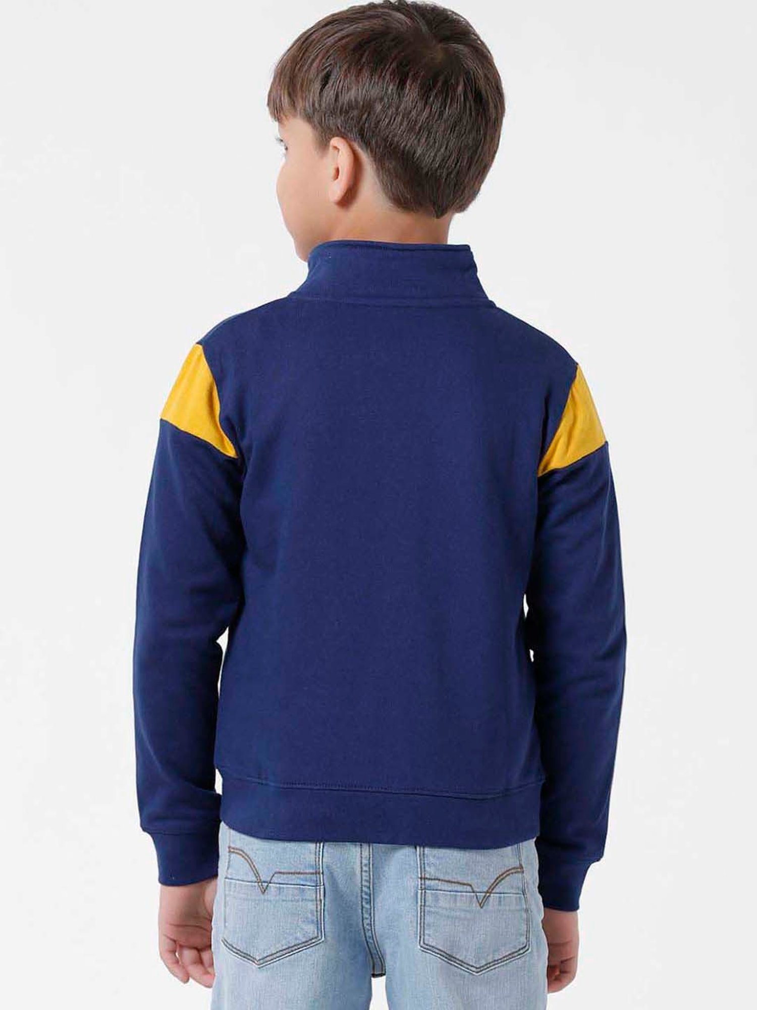 Kate & Oscar Kids Navy & White Cotton Printed Full Sleeves Sweatshirt