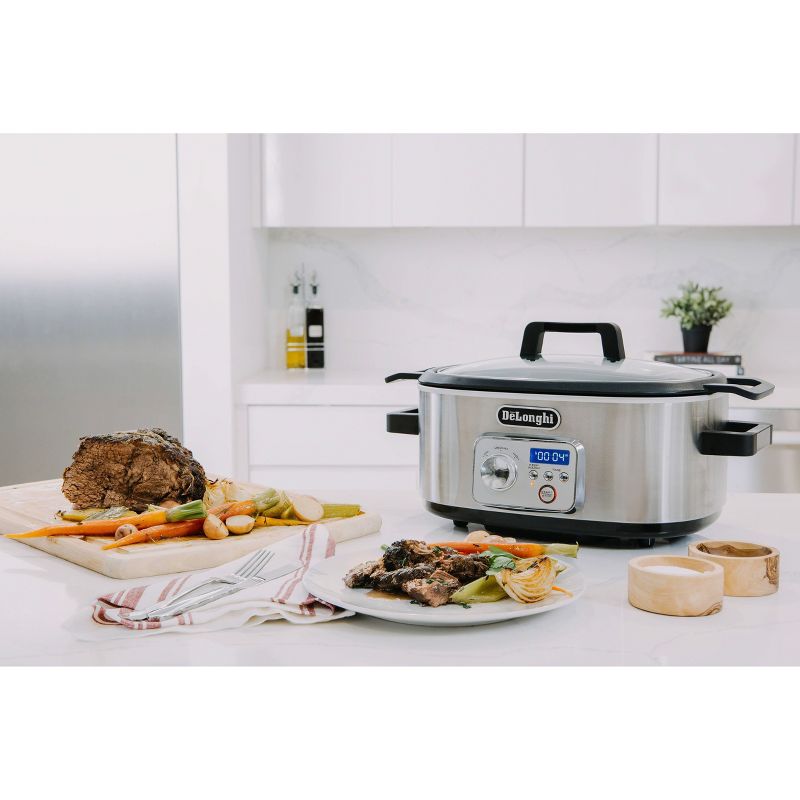 Crock-Pot SCCPVMC63SJ Multi Function Large 6 Quart Capacity 3-in-1 Home Food Cooker Convenient Kitchen Appliance, Stainless Steel