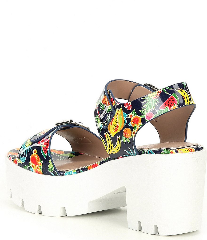 Betsey Johnson Chasse Fruit Print Platform Dress Sandals