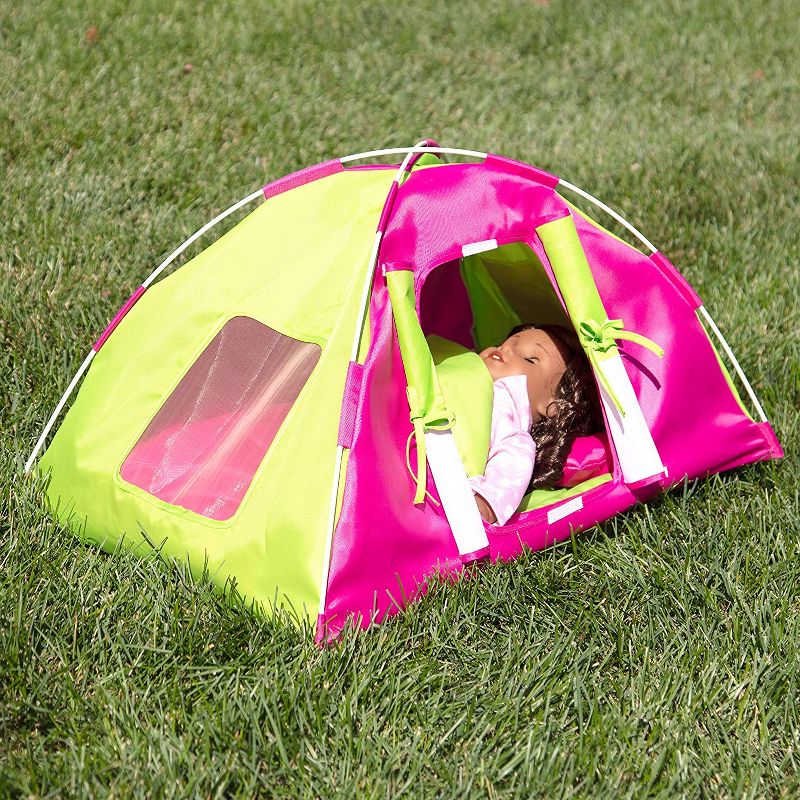 Dress Along Dolly Camping Bed Tent with Sleeping Bag and Pillow for American Girl Doll