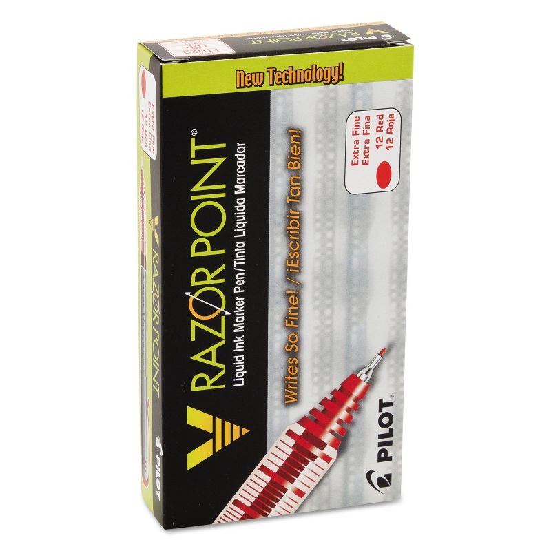 Pilot V Razor Point Liquid Ink Marker Pen Red Ink .5mm Dozen 11022
