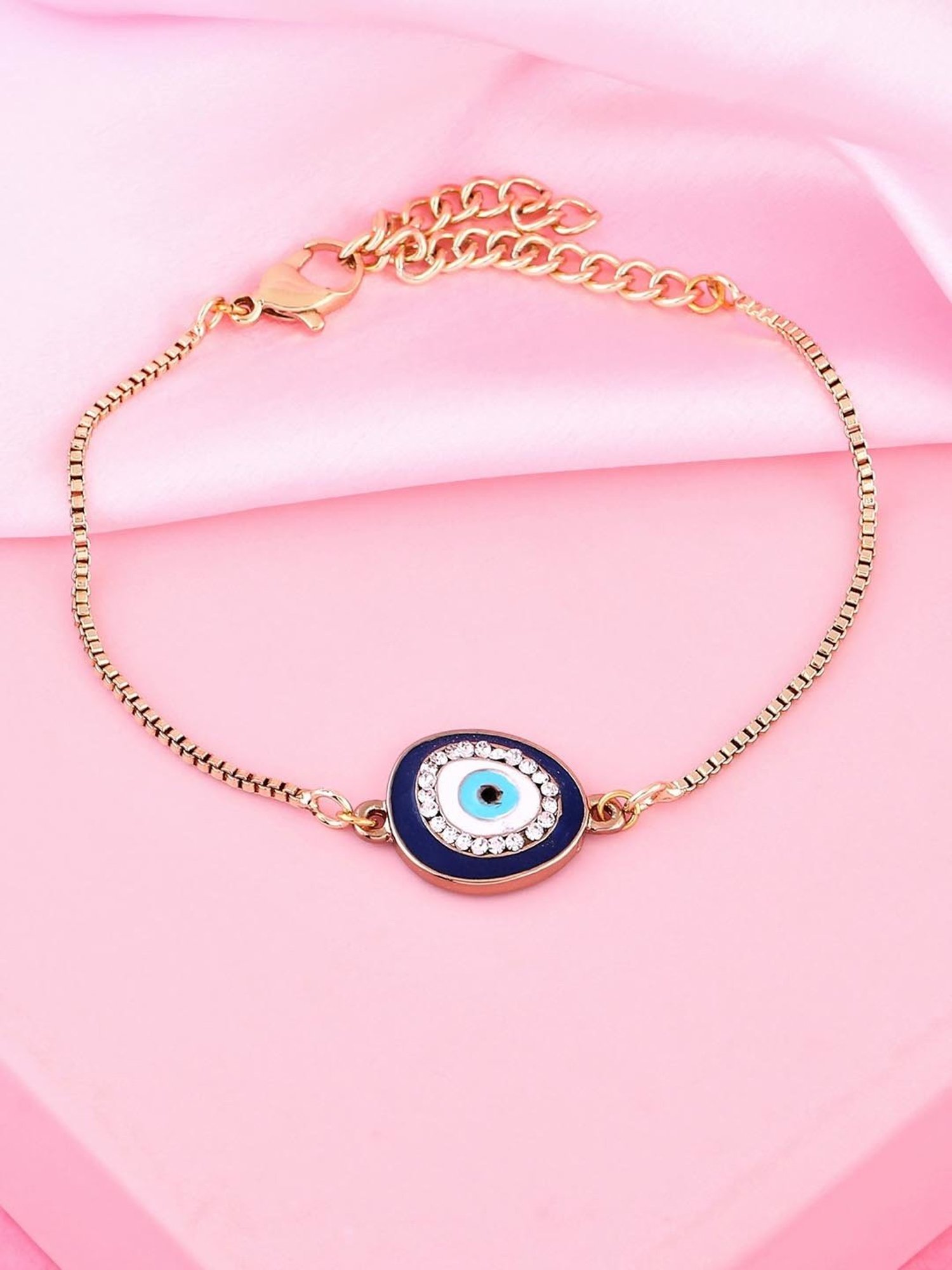 Estele Gold-Plated Evil Eye Bracelet with Austrian Crystals for Women