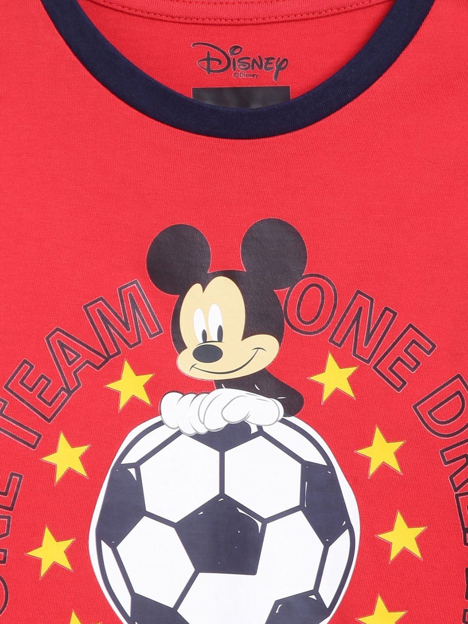 Blue Giraffe Kids Red & White Cotton Printed Full Sleeves Mickey Mouse T-Shirt