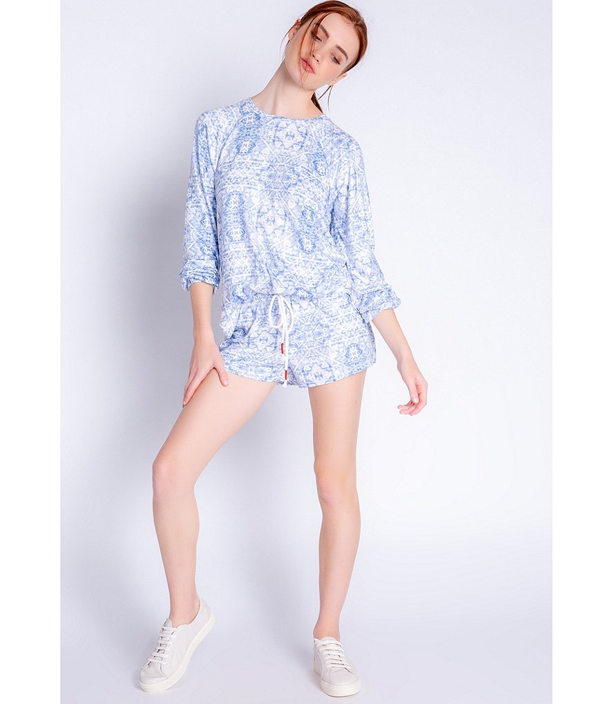 PJ Salvage Boho Batik Printed Jersey Knit Coordinating Sleep Shorts