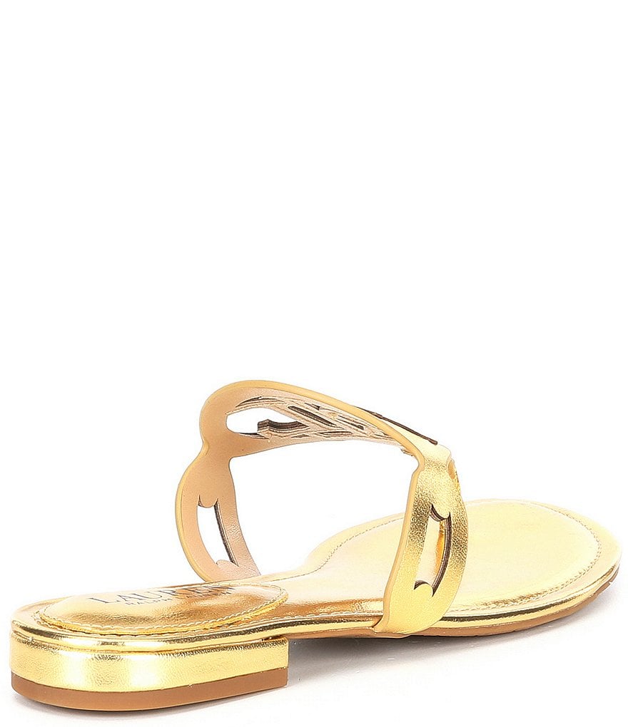 Lauren Ralph Lauren Audrie Leather Logo Thong Sandals