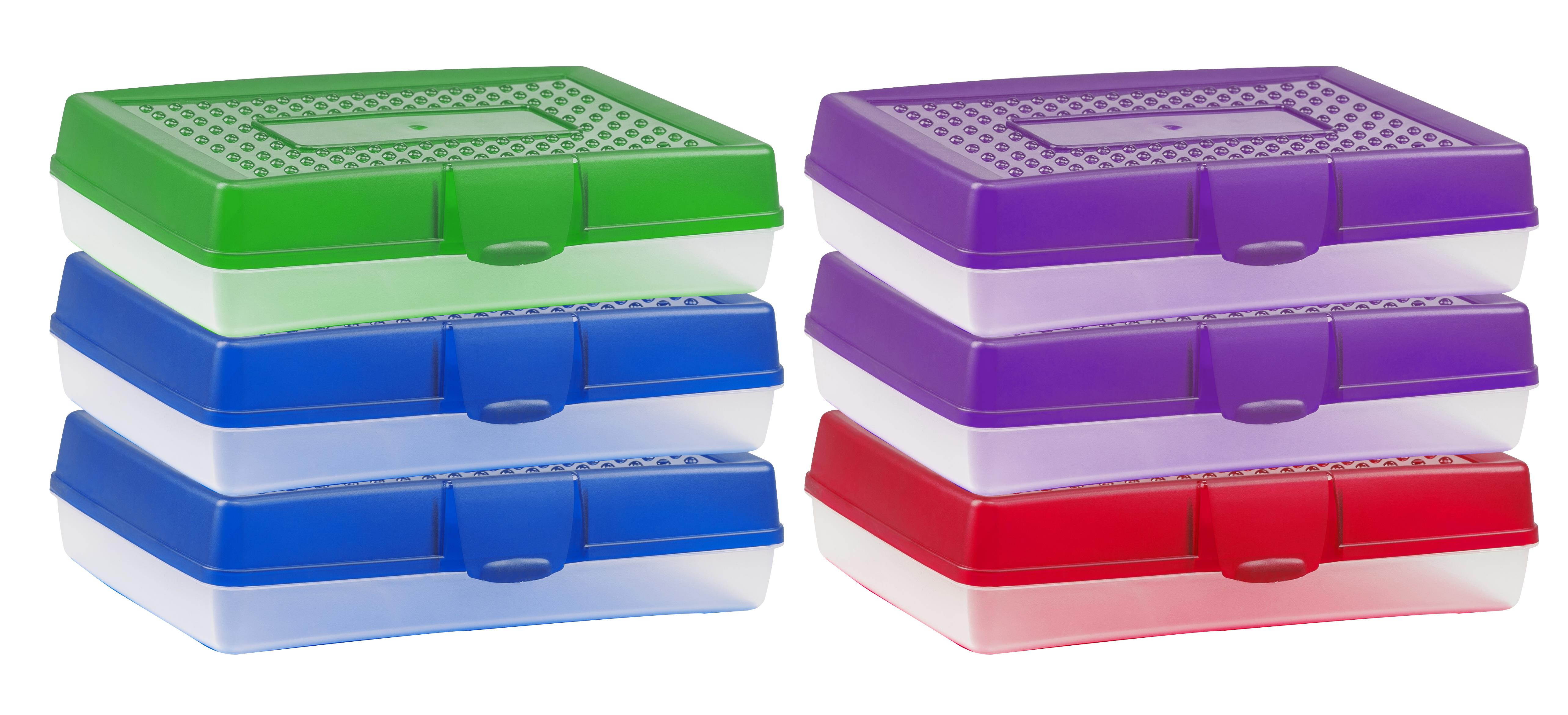 Storex Large Pencil Case, 2 Blue, 2 Purple, 1 Green, 1 Red (case of 6)