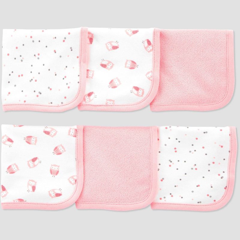 Baby Girls' 6pk Owl Washcloth - Just One You® made by carter's Pink