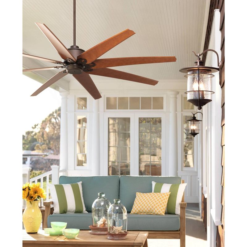 72" Casa Vieja Outdoor Ceiling Fan with Remote Control Large English Bronze Cherry Damp Rated for Patio Porch