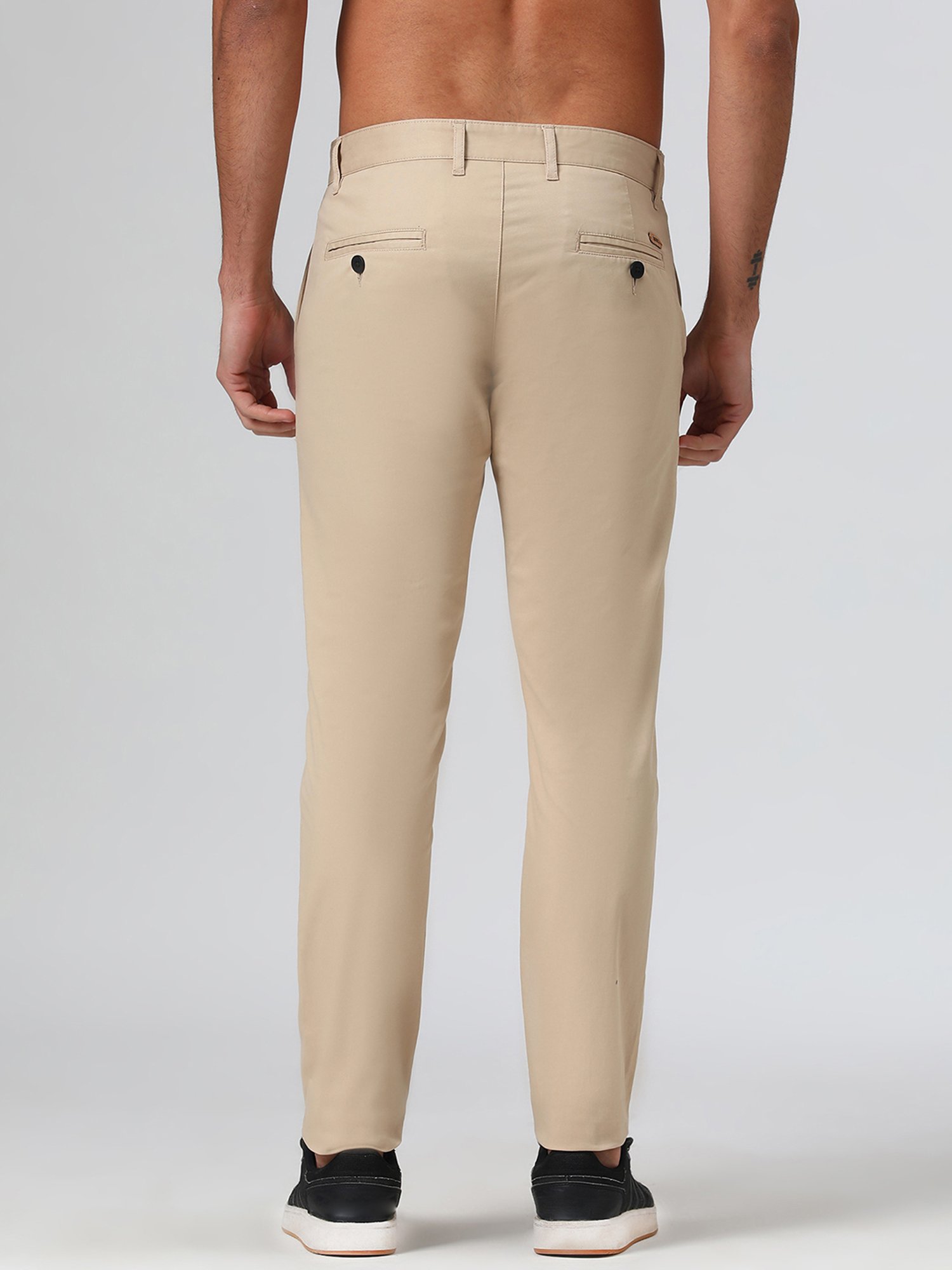 SUBTRACT Beige Regular Fit Pleated Trousers
