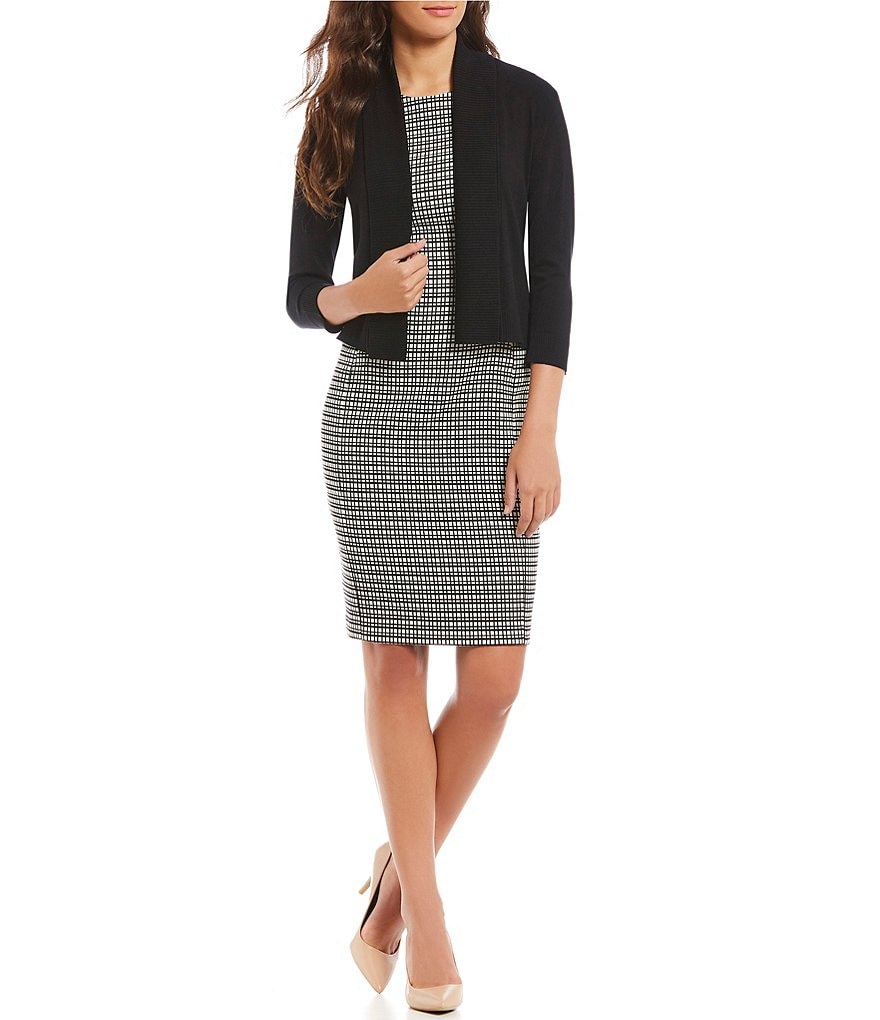 Alex Marie Rosa 3/4 Sleeve Button Front Round Neck Cardigan