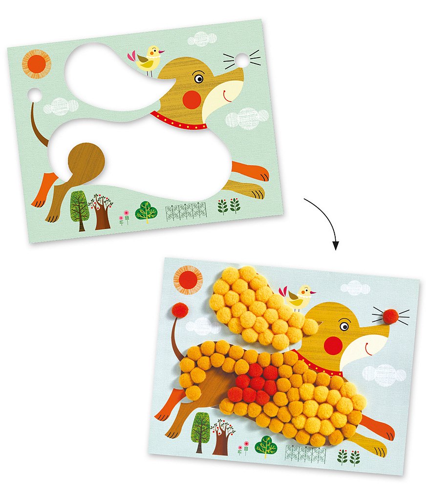 Djeco Pom Pom Puppies Collage Activity Set