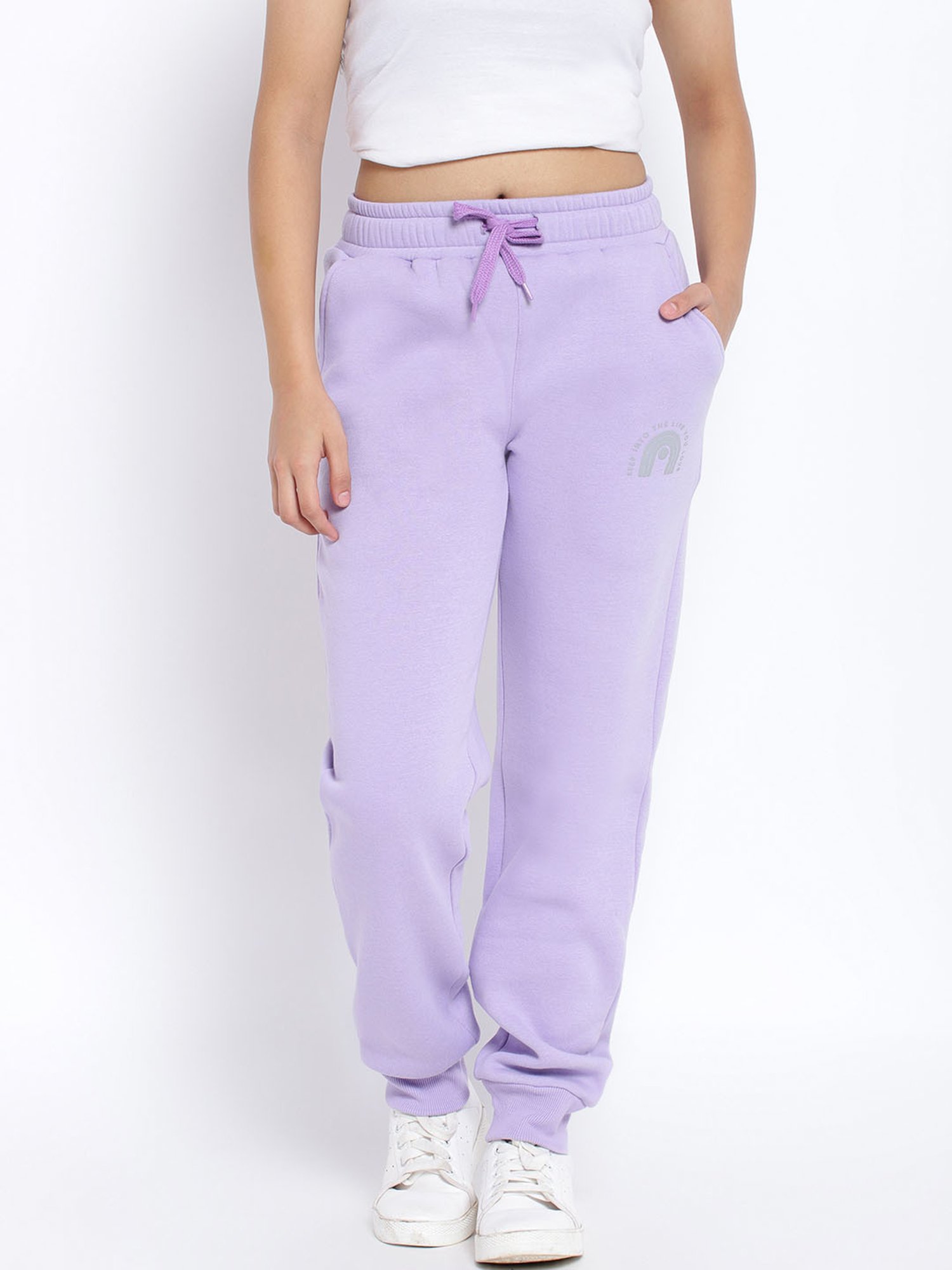 Lil Tomatoes Girls Purple Solid Trackpants