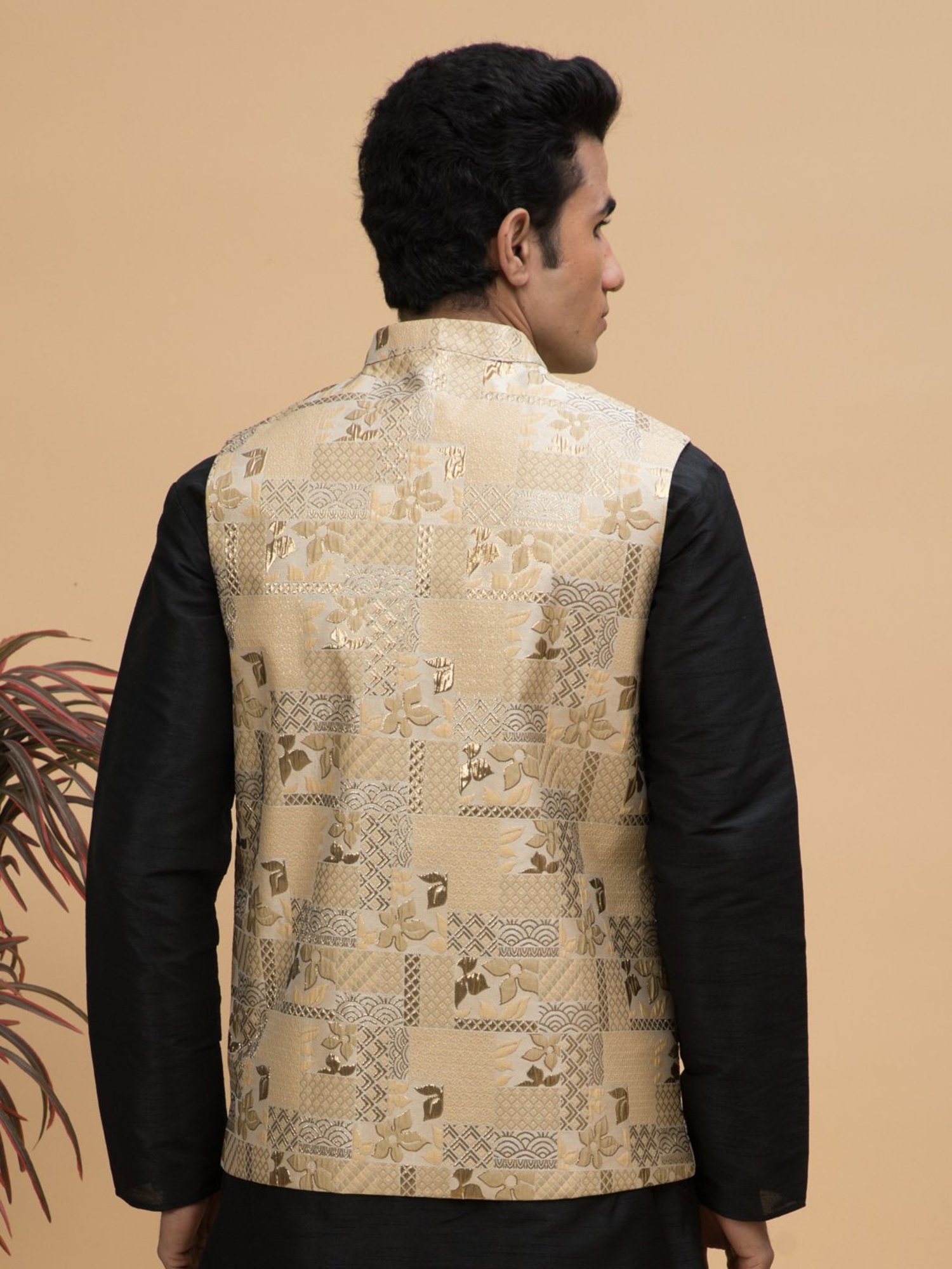 NEUDIS Beige Regular Fit Nehru Jacket