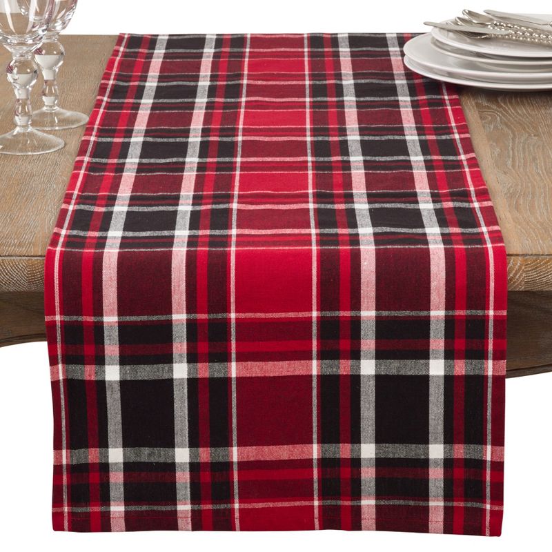 Jarret Classic Plaid Design Casual Cotton Table Runner - Saro Lifestyle