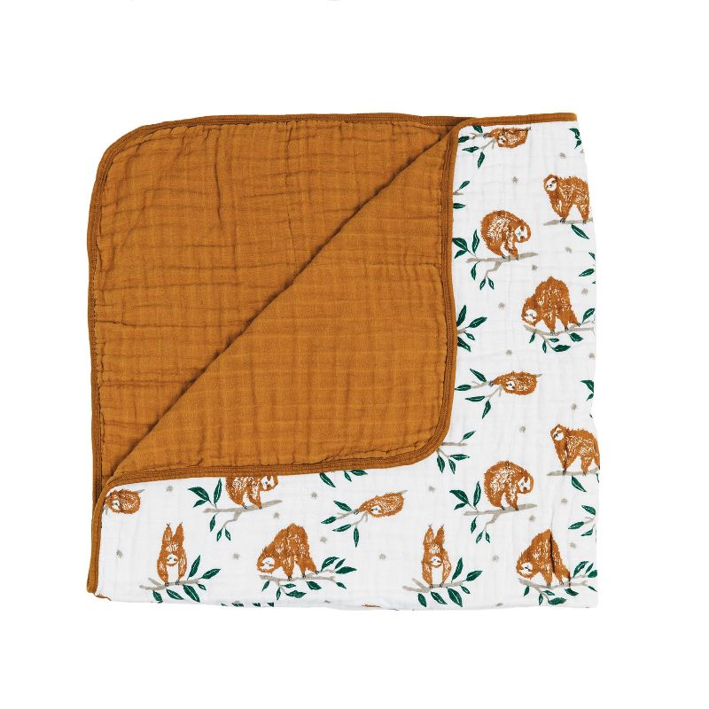 Touched by Nature Baby Organic Cotton Muslin Tranquility Blanket, Blue Elephant, One Size