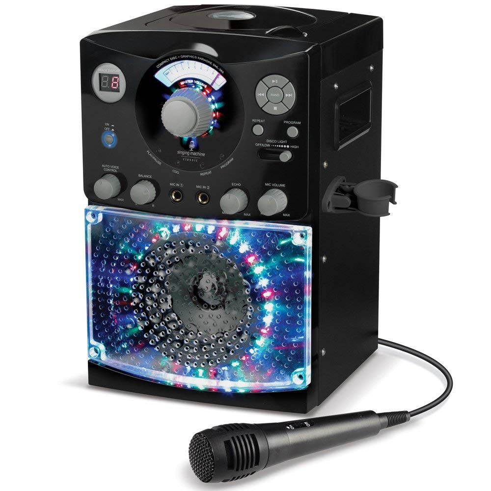 Singing Machine Top Loading CD-G Karaoke System w/ Sound & Disco Lights, Black