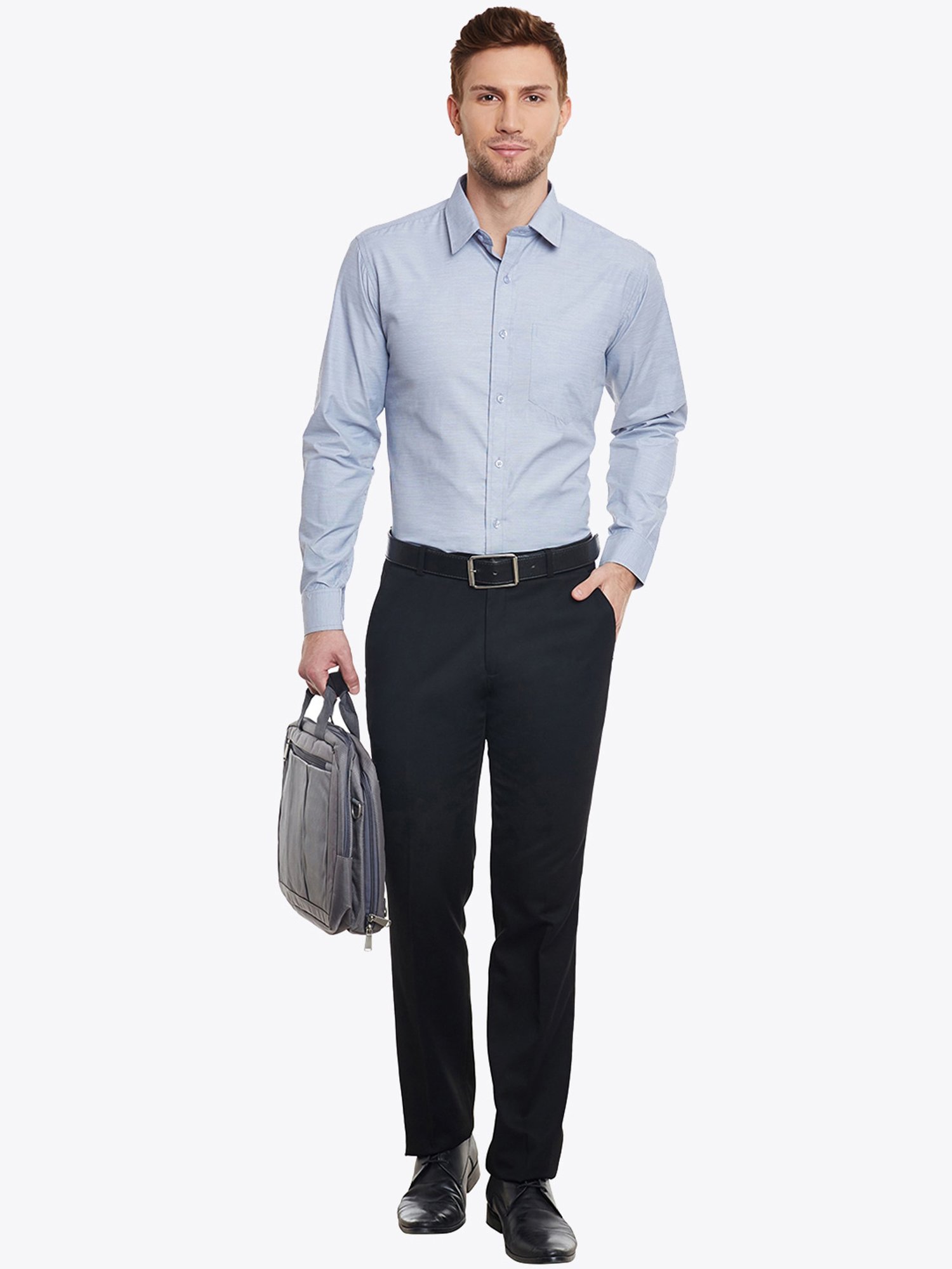 English Navy Bluish Grey Slim Fit Shirt
