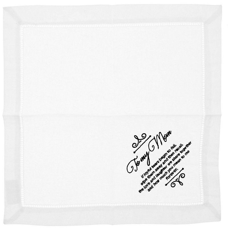 Juvale Embroidered Handkerchief Napkin for Mom, Wedding Gift Keepsake, White (6 Inches)