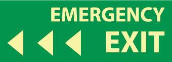 NMC GL301R-EMERGENCY EXIT (W/ LEFT ARROW), 5X14, GLOW RIGID (1 EACH)