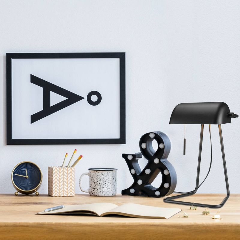 15" Harrison Bankers Task Lamp Matte Black - Globe Electric