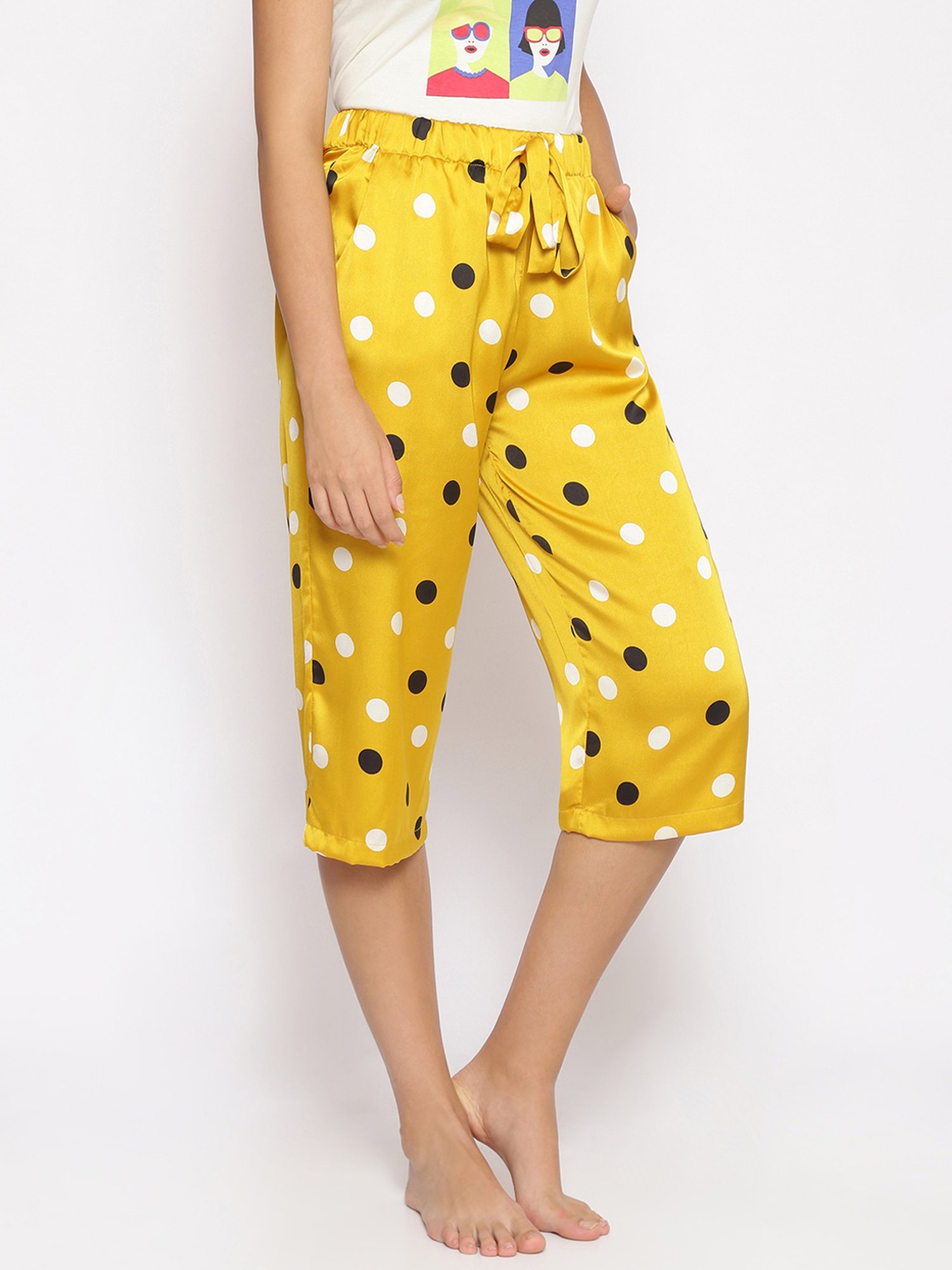Oxolloxo Multicolor Polka Dot Mid Rise Nightwear Culottes