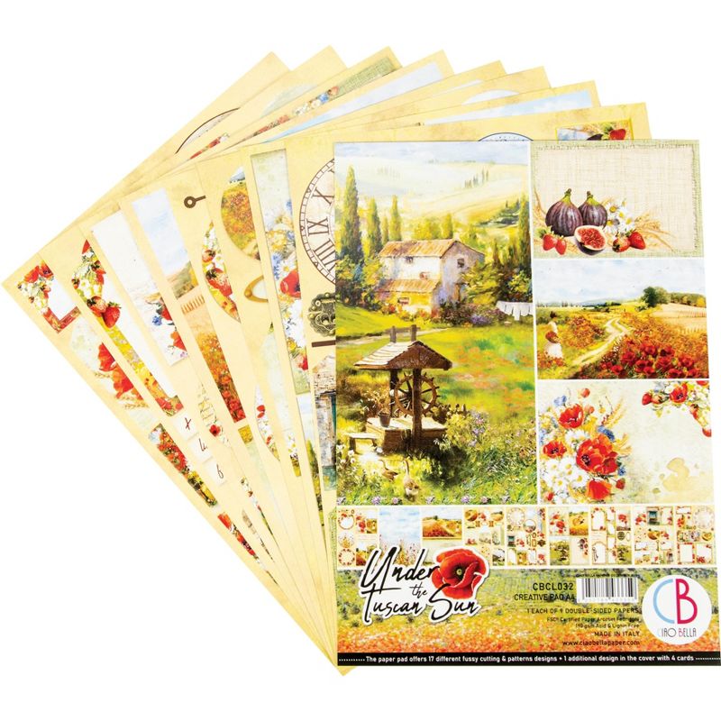 Ciao Bella Double-Sided Creative Pack 90lb A4 9/Pkg-Under The Tuscan Sun, 9 Designs/1 Each