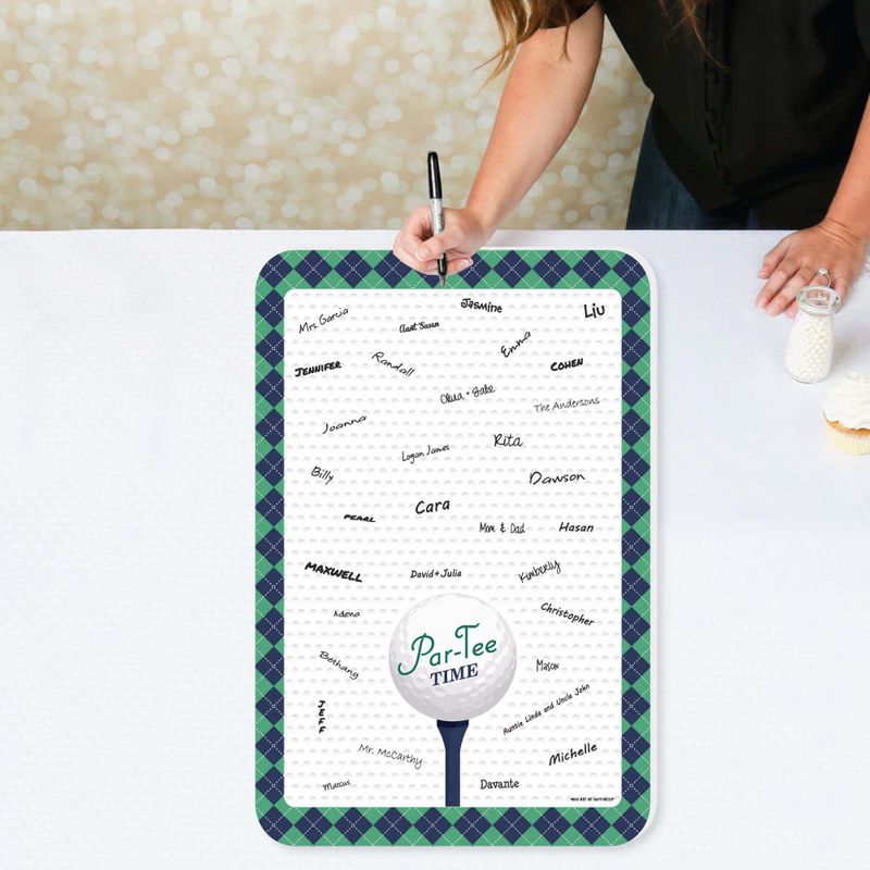 Big Dot of Happiness Par-Tee Time - Golf - Guest Book Sign - Birthday or Retirement Party Guestbook Alternative - Signature Mat