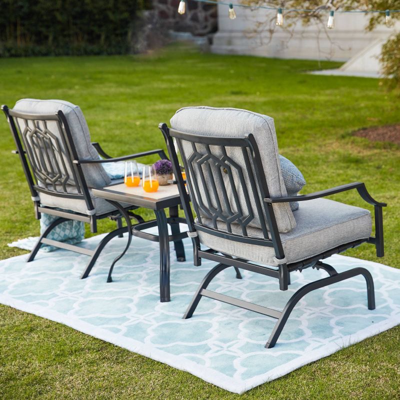 3pc Steel Patio Seating Sets Gray - Lokatse