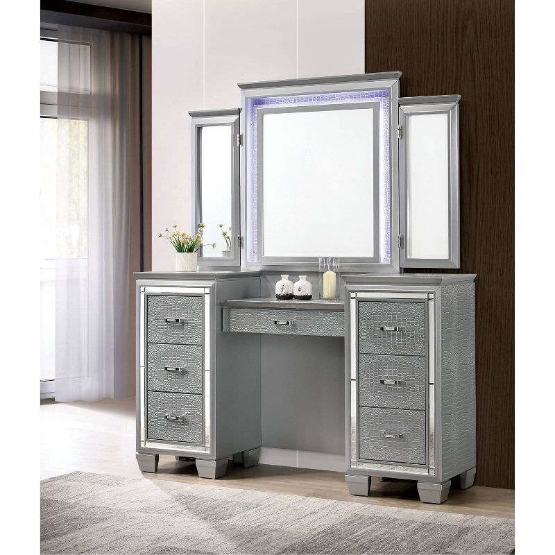2pc Mallery Vanity Set with Stool Silver - HOMES: Inside + Out