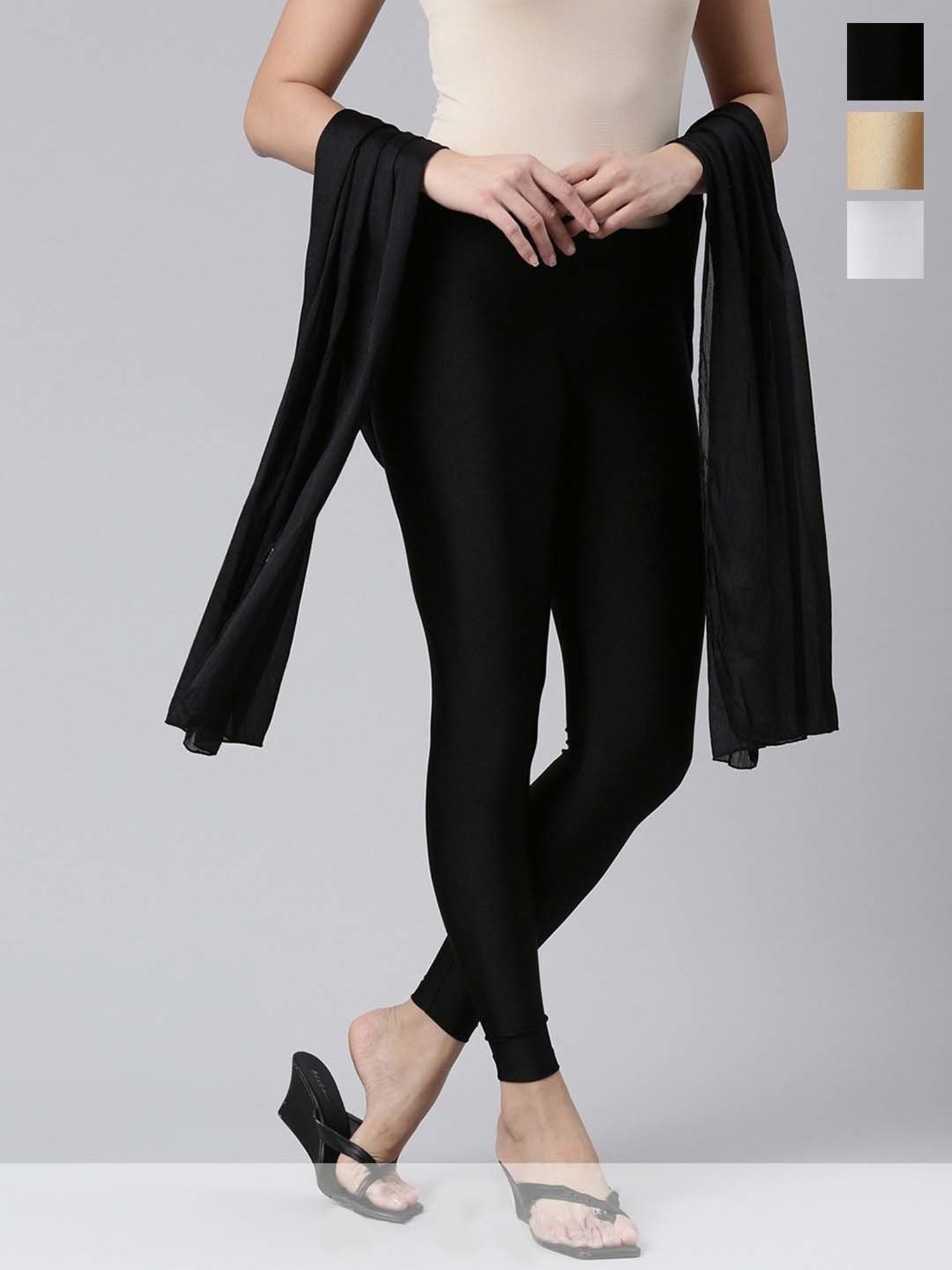 TWIN BIRDS Beige & Black Plain Dupatta - Set Of 3